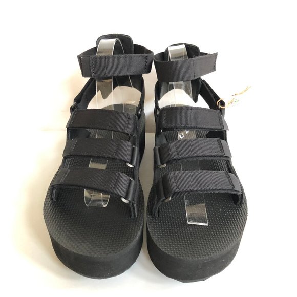 TEVA WOMEN MEVIA PLATFORM BLACK STRAPPY SPORTS SANDALS US 6 - Picture 4 of 5